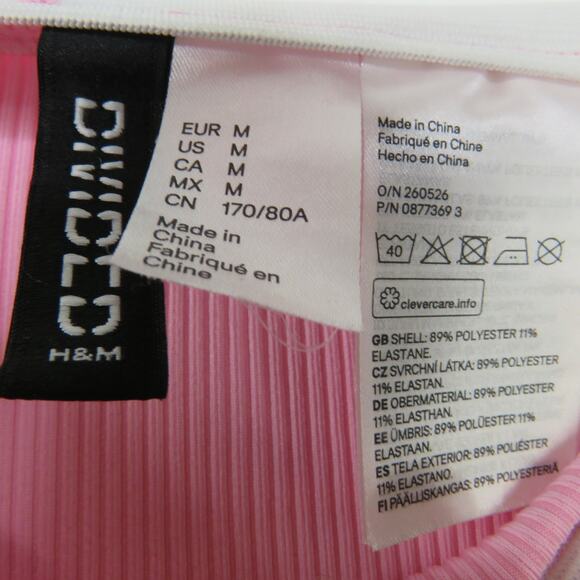 H&M Bubblegum Pink Ribbed Mini Skirt With Side Slit Y2k Medium Barbie - Picture 5 of 6